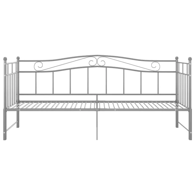 Cadre de canapé-lit extensible sans matelas gris métal 90x200cm