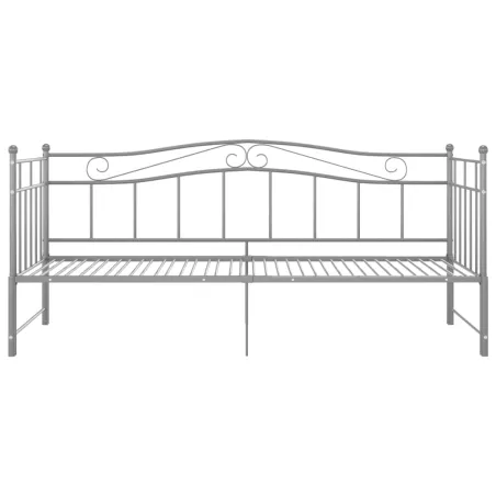 Cadre de canapé-lit extensible sans matelas gris métal 90x200cm
