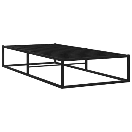 Cadre de lit sans matelas noir métal 100x200 cm 2