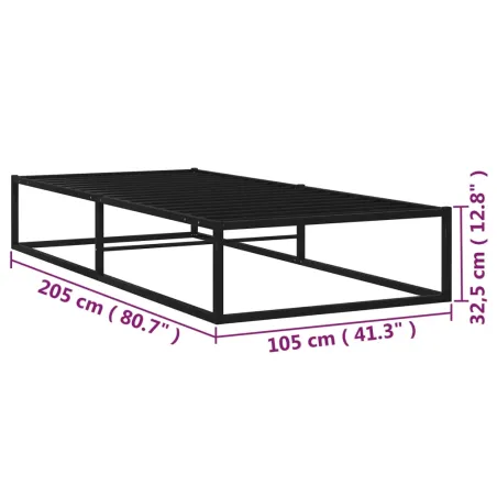 Cadre de lit sans matelas noir métal 100x200 cm