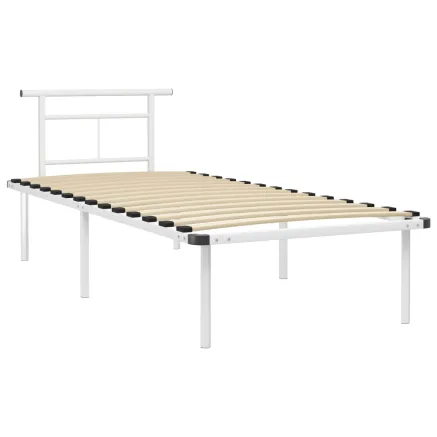 Cadre de lit sans matelas blanc métal 90x200 cm 2