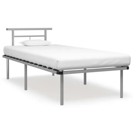 Cadre de lit sans matelas gris métal 90x200 cm