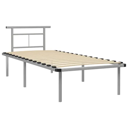 Cadre de lit sans matelas gris métal 90x200 cm 2