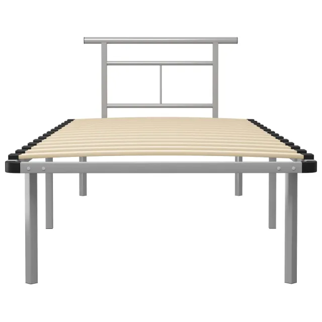 Cadre de lit sans matelas gris métal 90x200 cm