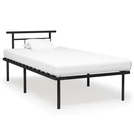 Cadre de lit sans matelas noir métal 100x200 cm