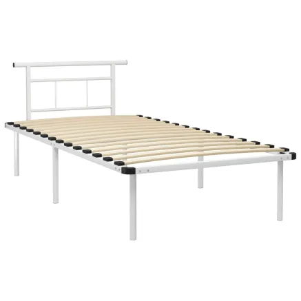 Cadre de lit sans matelas blanc métal 100x200 cm 2