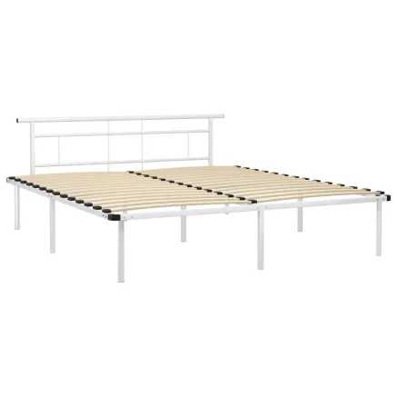 Cadre de lit sans matelas blanc métal 200x200 cm 2