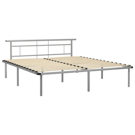 Cadre de lit sans matelas gris métal 200x200 cm 2