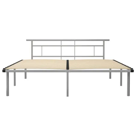 Cadre de lit sans matelas gris métal 200x200 cm