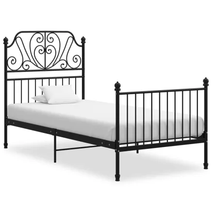 Cadre de lit sans matelas noir métal 90x200 cm