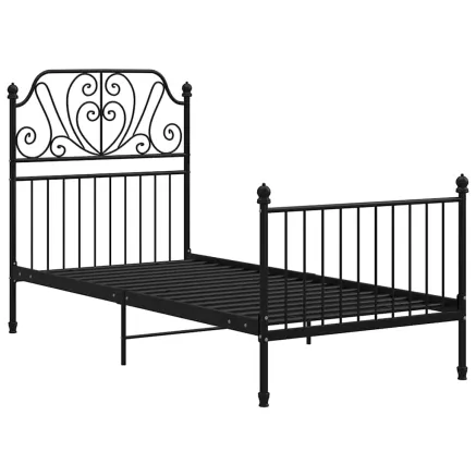 Cadre de lit sans matelas noir métal 90x200 cm 2