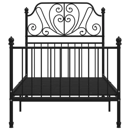 Cadre de lit sans matelas noir métal 90x200 cm