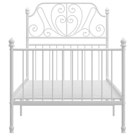 Cadre de lit sans matelas blanc métal 90x200 cm
