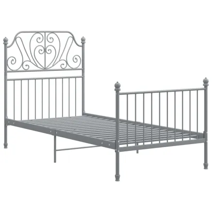 Cadre de lit sans matelas gris métal 90x200 cm 2