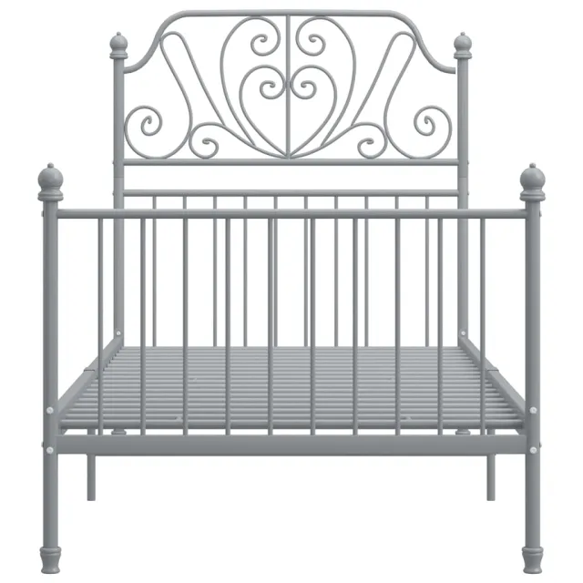Cadre de lit sans matelas gris métal 90x200 cm