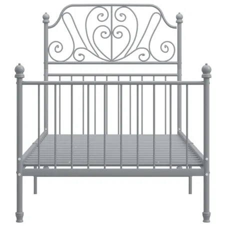 Cadre de lit sans matelas gris métal 90x200 cm