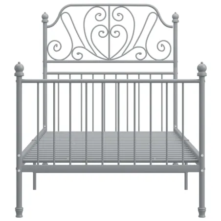 Cadre de lit sans matelas gris métal 100x200 cm