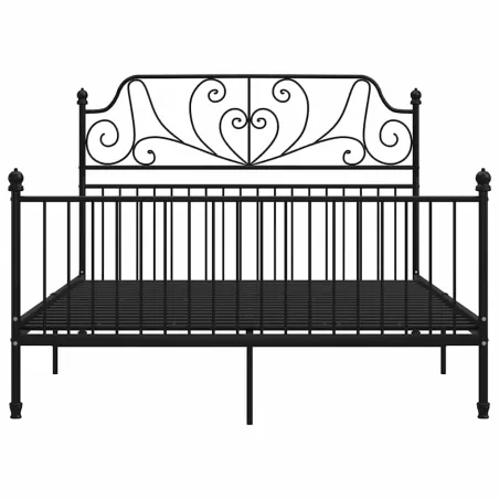 Cadre de lit sans matelas noir métal 140x200 cm