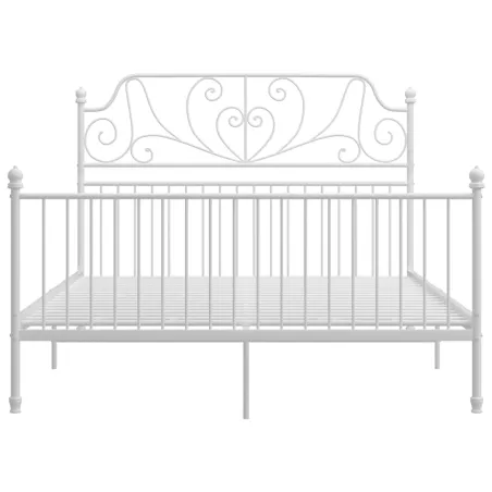 Cadre de lit et tête de lit sans matelas blanc 160x200 cm métal