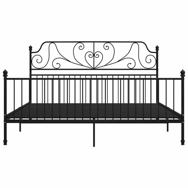 Cadre de lit sans matelas noir métal 200x200 cm