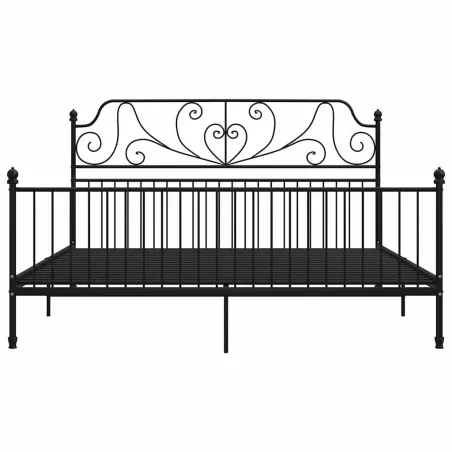 Cadre de lit sans matelas noir métal 200x200 cm
