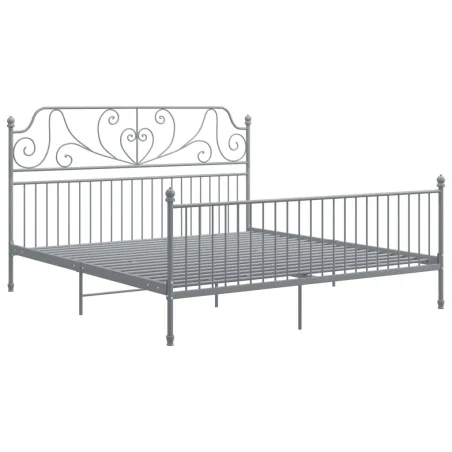 Cadre de lit sans matelas gris métal 200x200 cm