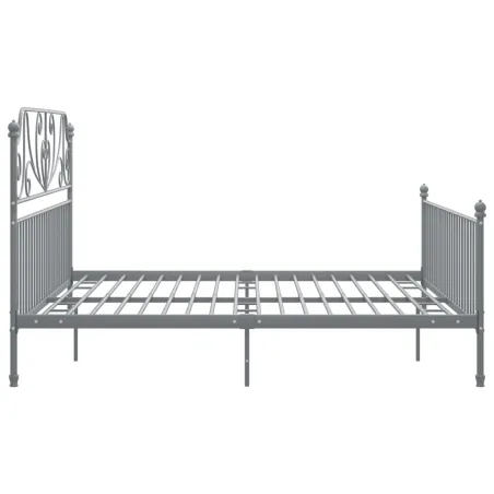 Cadre de lit sans matelas gris métal 200x200 cm