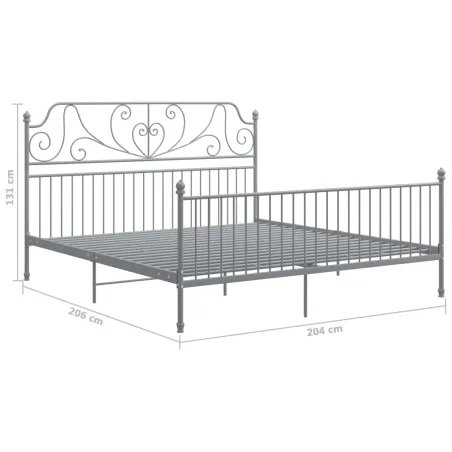 Cadre de lit sans matelas gris métal 200x200 cm
