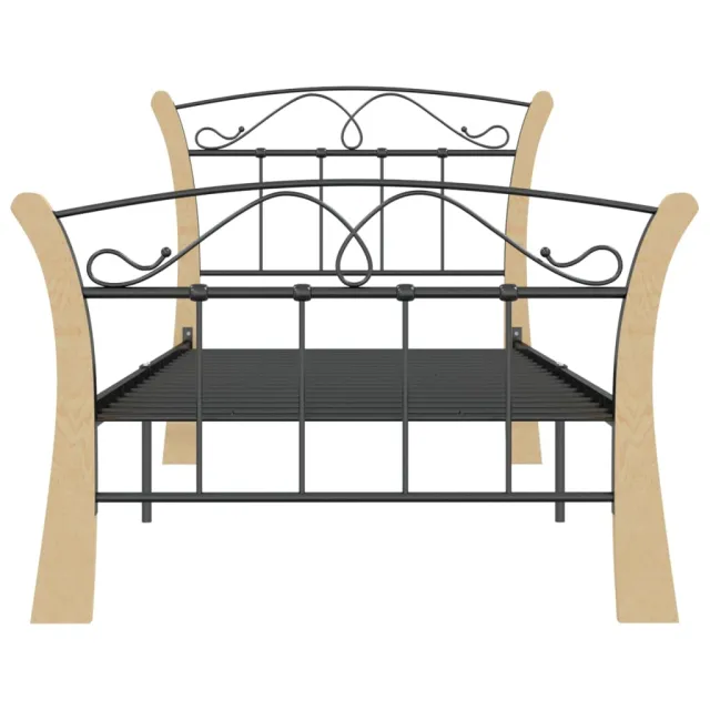 Cadre de lit sans matelas noir métal 90x200 cm
