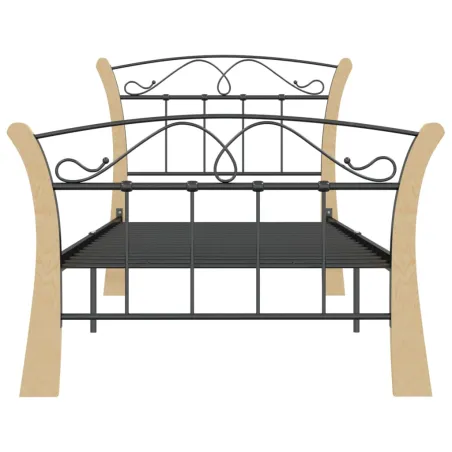 Cadre de lit sans matelas noir métal 90x200 cm