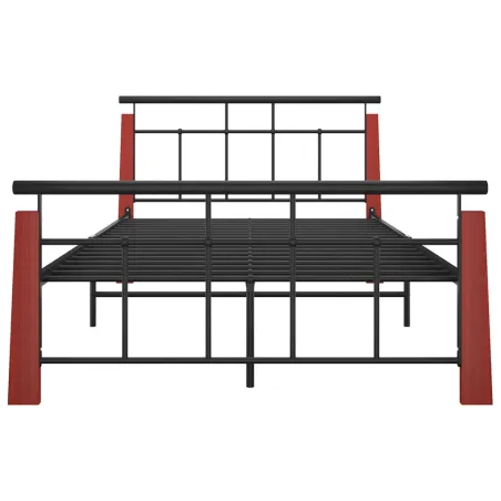 Cadre de lit sans matelas métal bois de chêne massif 120x200 cm