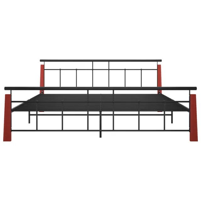 Cadre de lit sans matelas métal bois de chêne massif 200x200 cm