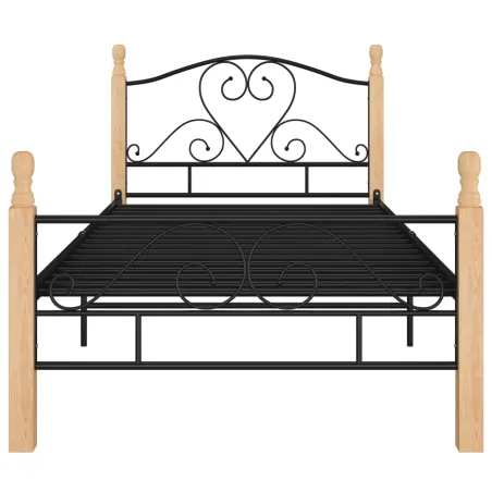 Cadre de lit sans matelas noir métal 90x200 cm