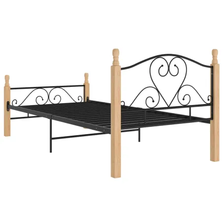 Cadre de lit sans matelas noir métal 90x200 cm