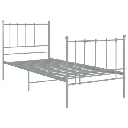 Cadre de lit sans matelas gris métal 100x200 cm 2
