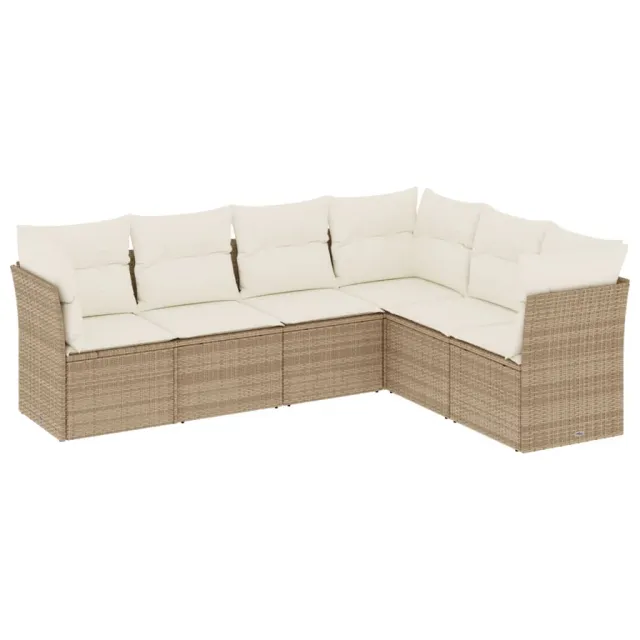 Salon de jardin avec coussins 6 pcs beige résine tressée