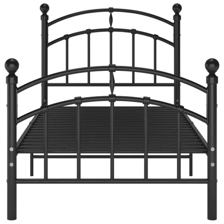 Cadre de lit sans matelas noir métal 100x200 cm