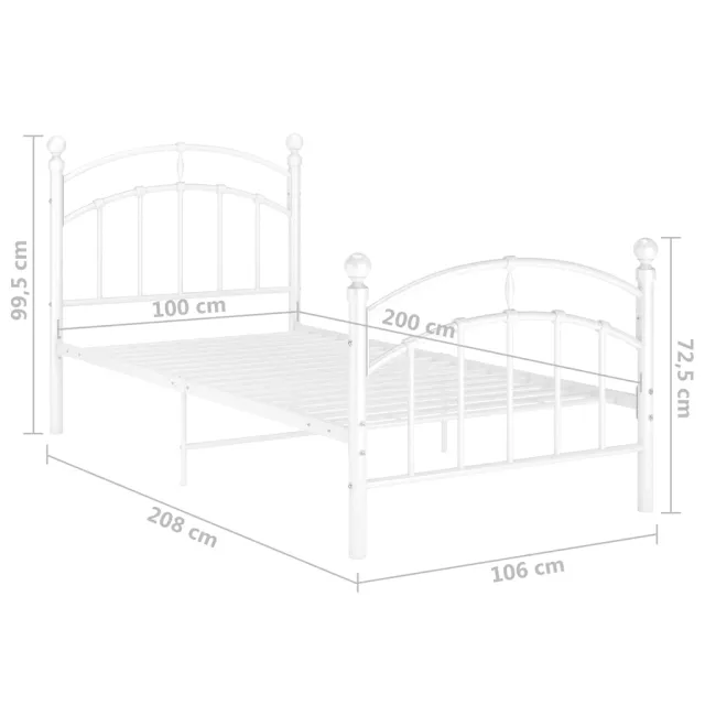 Cadre de lit sans matelas blanc métal 100x200 cm