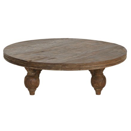 Mesa de Centro Home ESPRIT Natural 100 x 100 x 30 cm 2