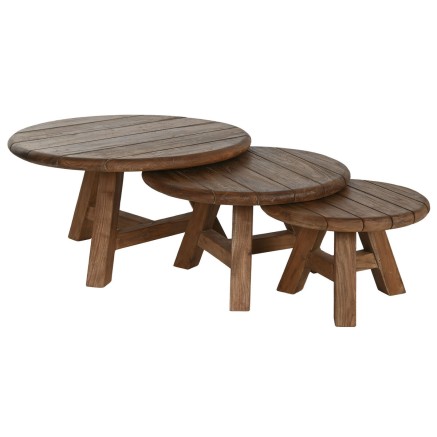 Set van 3 tafels Home ESPRIT Teakhout 80 x 80 x 43 cm