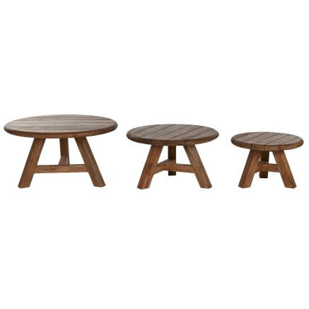 Set of 3 tables Home ESPRIT Teak 80 x 80 x 43 cm 2