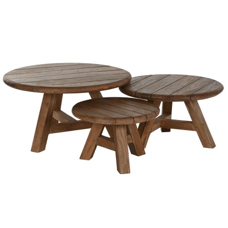 Set van 3 tafels Home ESPRIT Teakhout 80 x 80 x 43 cm