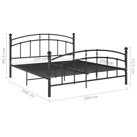 Cadre de lit sans matelas noir métal 200x200 cm