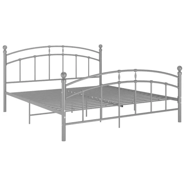 Cadre de lit sans matelas gris métal 200x200 cm