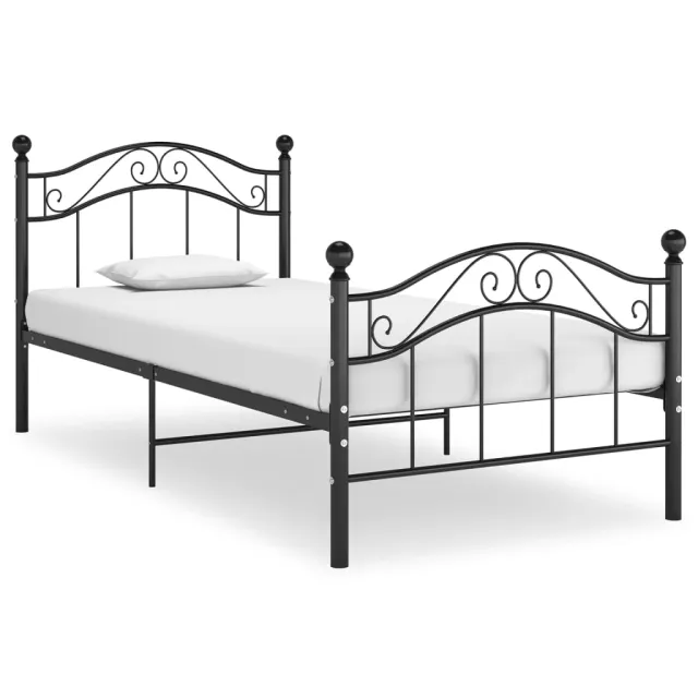 Cadre de lit sans matelas noir métal 90x200 cm
