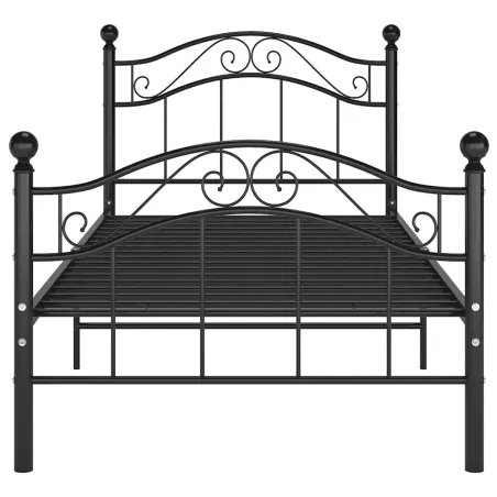 Cadre de lit sans matelas noir métal 90x200 cm
