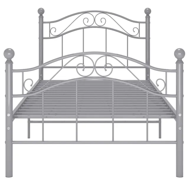 Cadre de lit sans matelas gris métal 90x200 cm