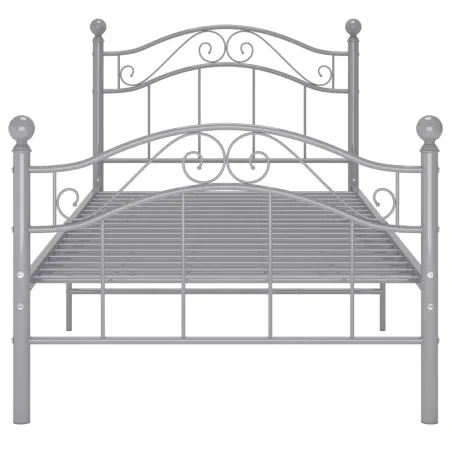 Cadre de lit sans matelas gris métal 90x200 cm