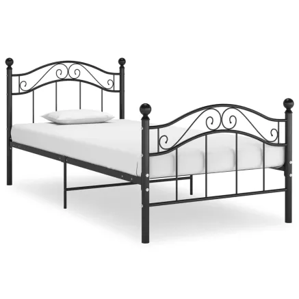 Cadre de lit sans matelas noir métal 100x200 cm
