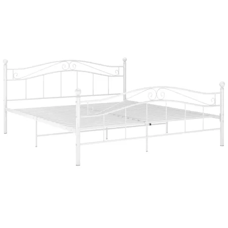Cadre de lit sans matelas blanc métal 140x200 cm